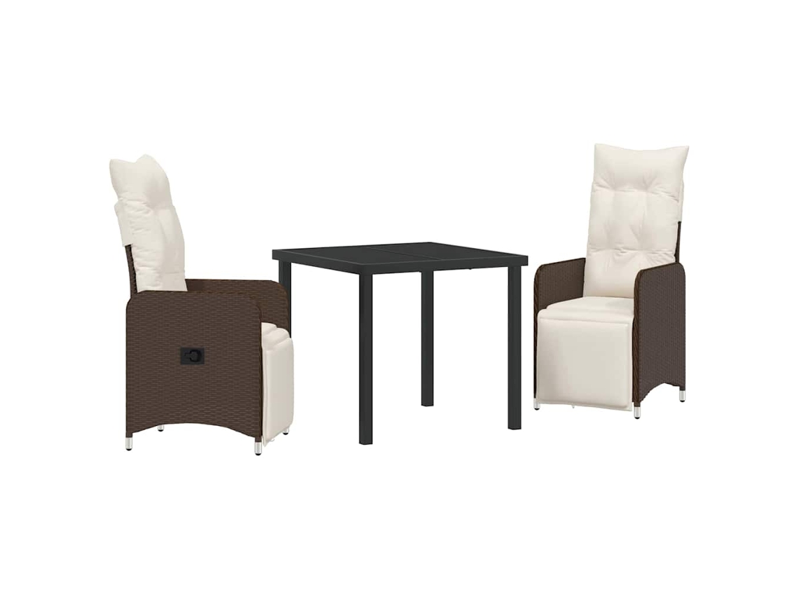 Maison Exclusive - Conjunto De Comedor De Jardín 3 Pcs Marrón Ratán Sintético