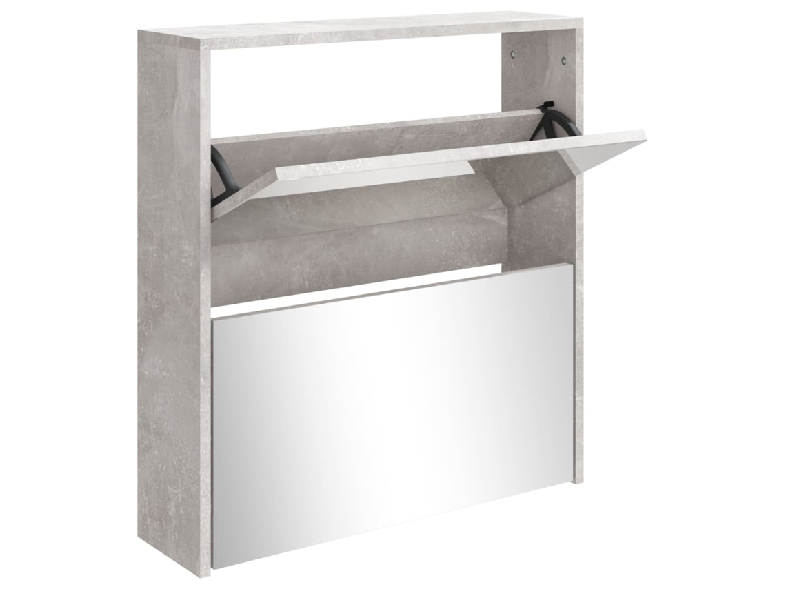 Zapatero con espejo, Gris Cemento, MAISON EXCLUSIVE, 63x17x67 cm