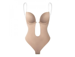 Body Moulant Sans Bretelles Sans Dos Col V Profond Uk Femme Thong Seamless Bnq S Beige