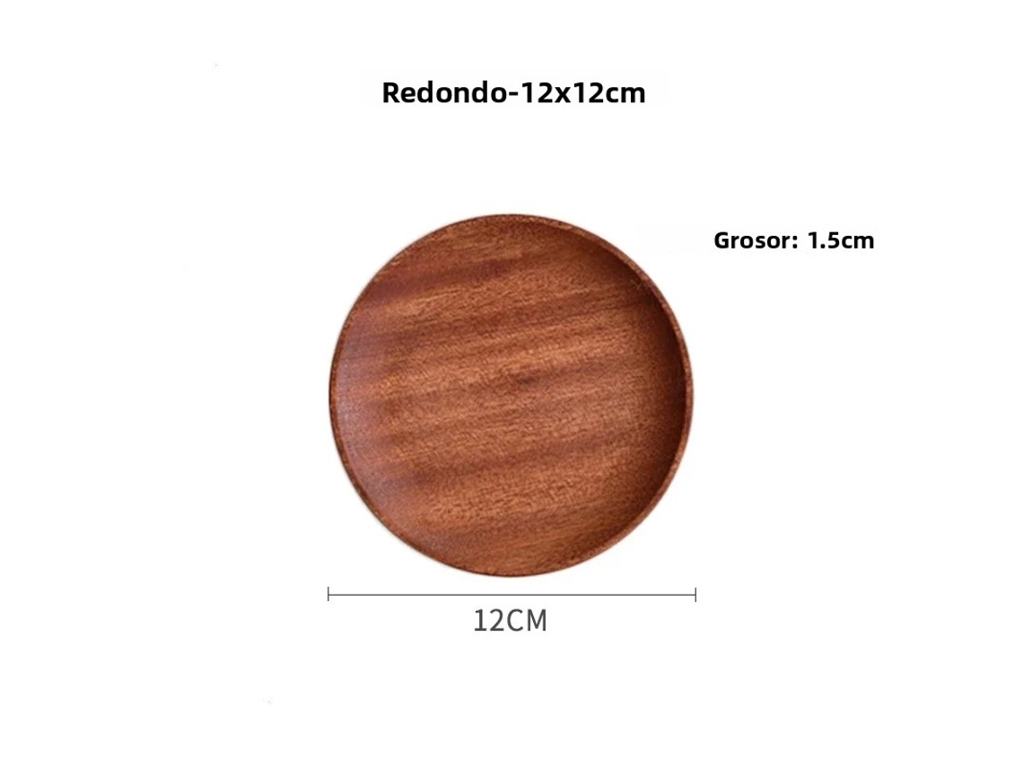 (redonda 12x12cm) Bandeja De Madera Para Taza De Té, También Se Puede Utilizar Como Plato De Fruta Decorativo.