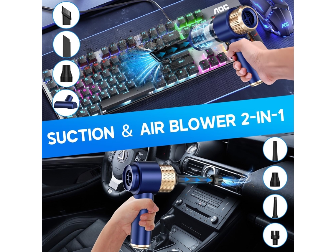 Aspiradora portátil para coche 6500pa inalámbrica 2 en 1 con luz LED y boquilla manual Chaberlu