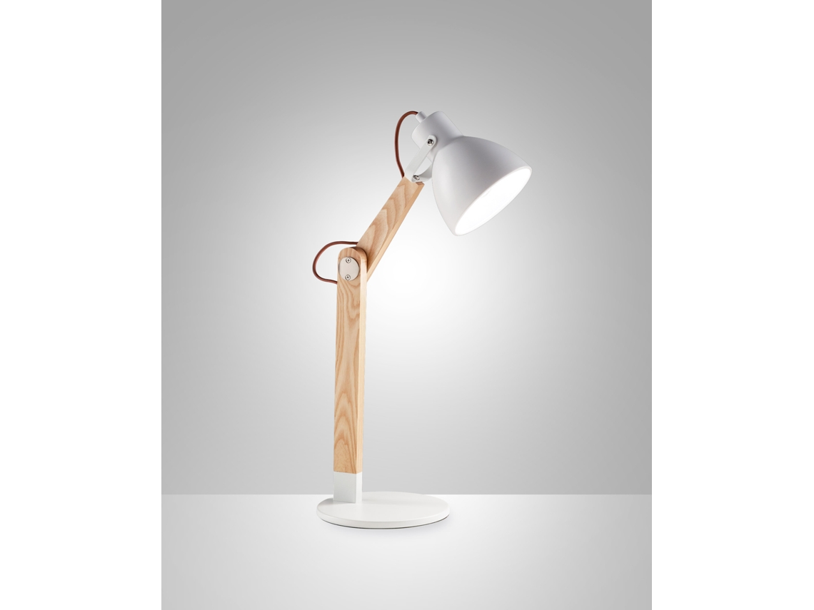 Lámpara De Mesa Sveva En Metal Y Madera Blanca/fresno, Casquillo E27, Diseño Elegante, Ideal Para Iluminación Interior, 230 V, Clase Ii