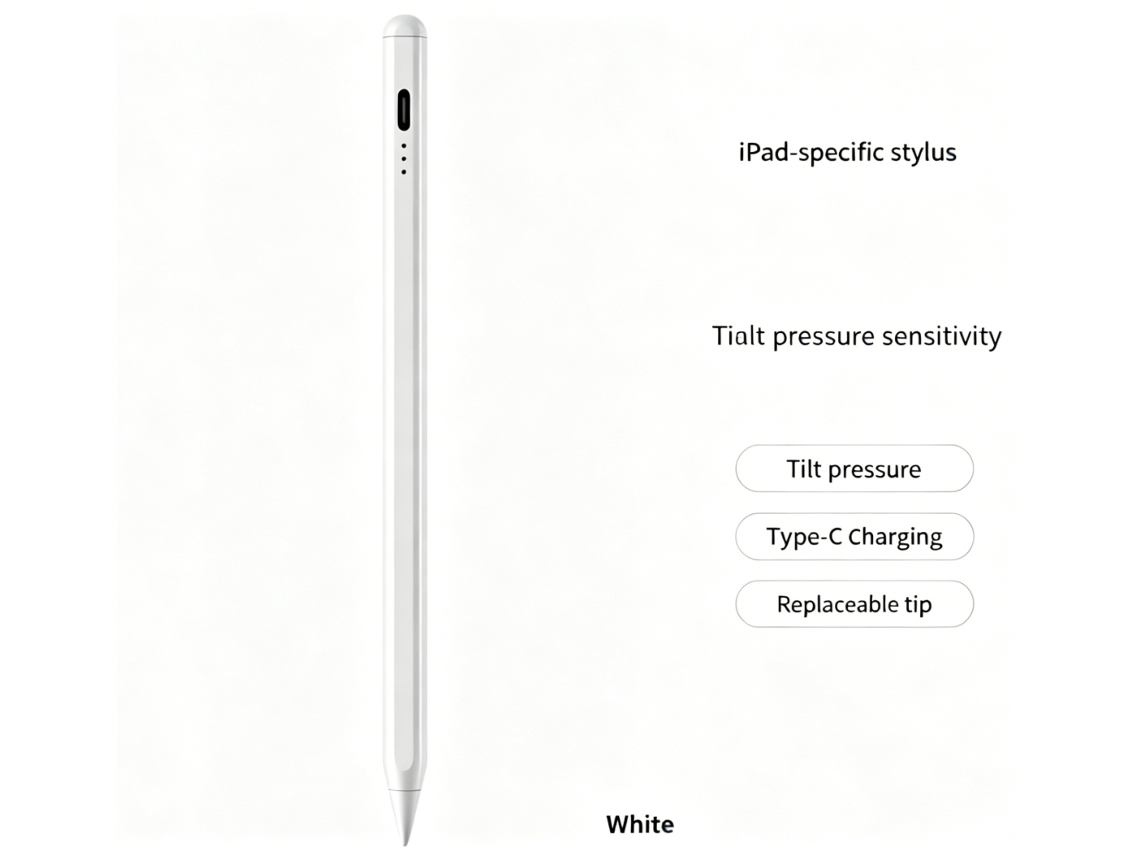 Lápiz Capacitivo Para Ipad Con Presión De Inclinación Y Carga Tipo C Punta Reemplazable