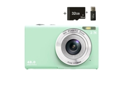 Cámara digital Yizhood, cámara digital compacta y sencilla de 2.7k y 48 MP, zoom digital de 16x, tarjeta verde de 32 GB