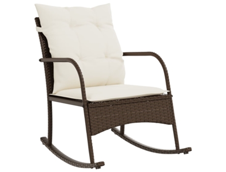 Silla mecedora de jardín VIDAXL con cojines ratán sintético marrón