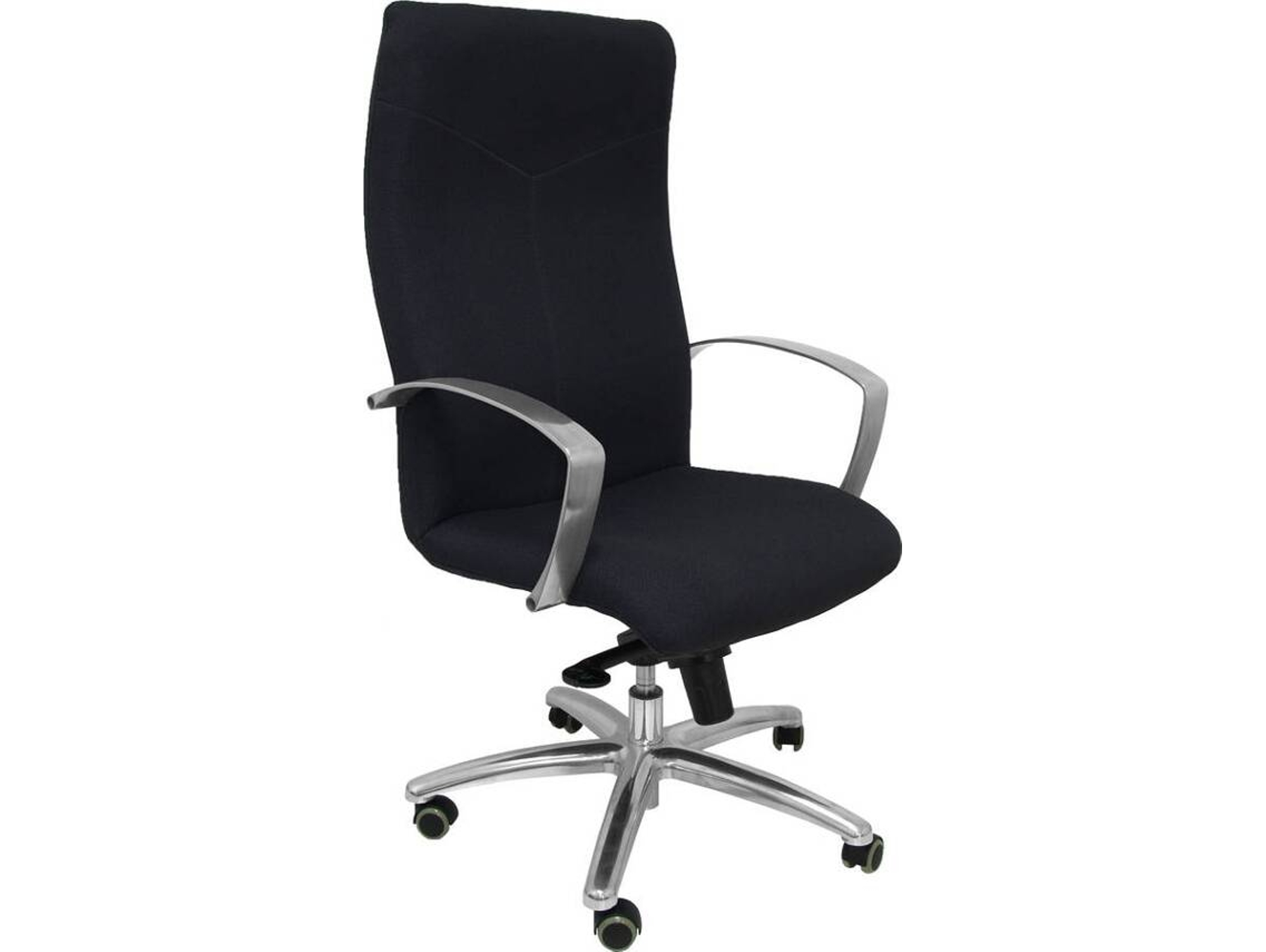 Silla de Escritorio Ejecutiva PYC Caudete Negro con ruedas antiarañazos (Brazos Fijos - Tejido)
