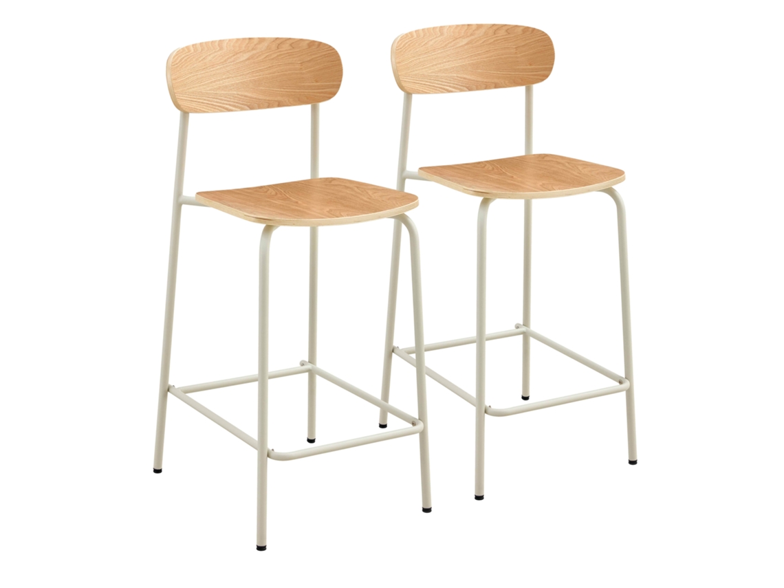 Juego de 2 sillas altas de metal y madera