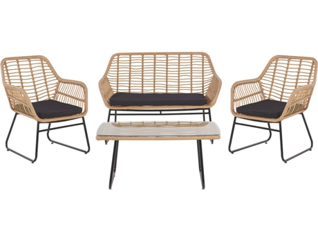 Conjunto de jardín en ratán natural/negro BELIANI Minori