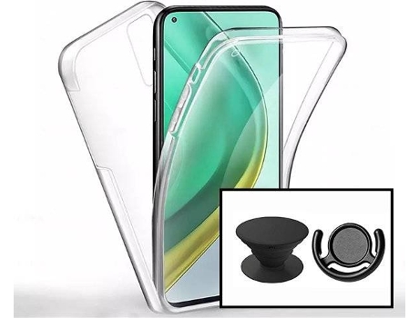 Kit Funda, PopSocket y Soporte PopSocket Xiaomi Mi 10T Pro 5G 360º Impact Protection Transparente y Negro