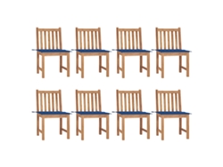 Sillas de jardín DKD Home Decor de 8 piezas con cojines, madera maciza de teca