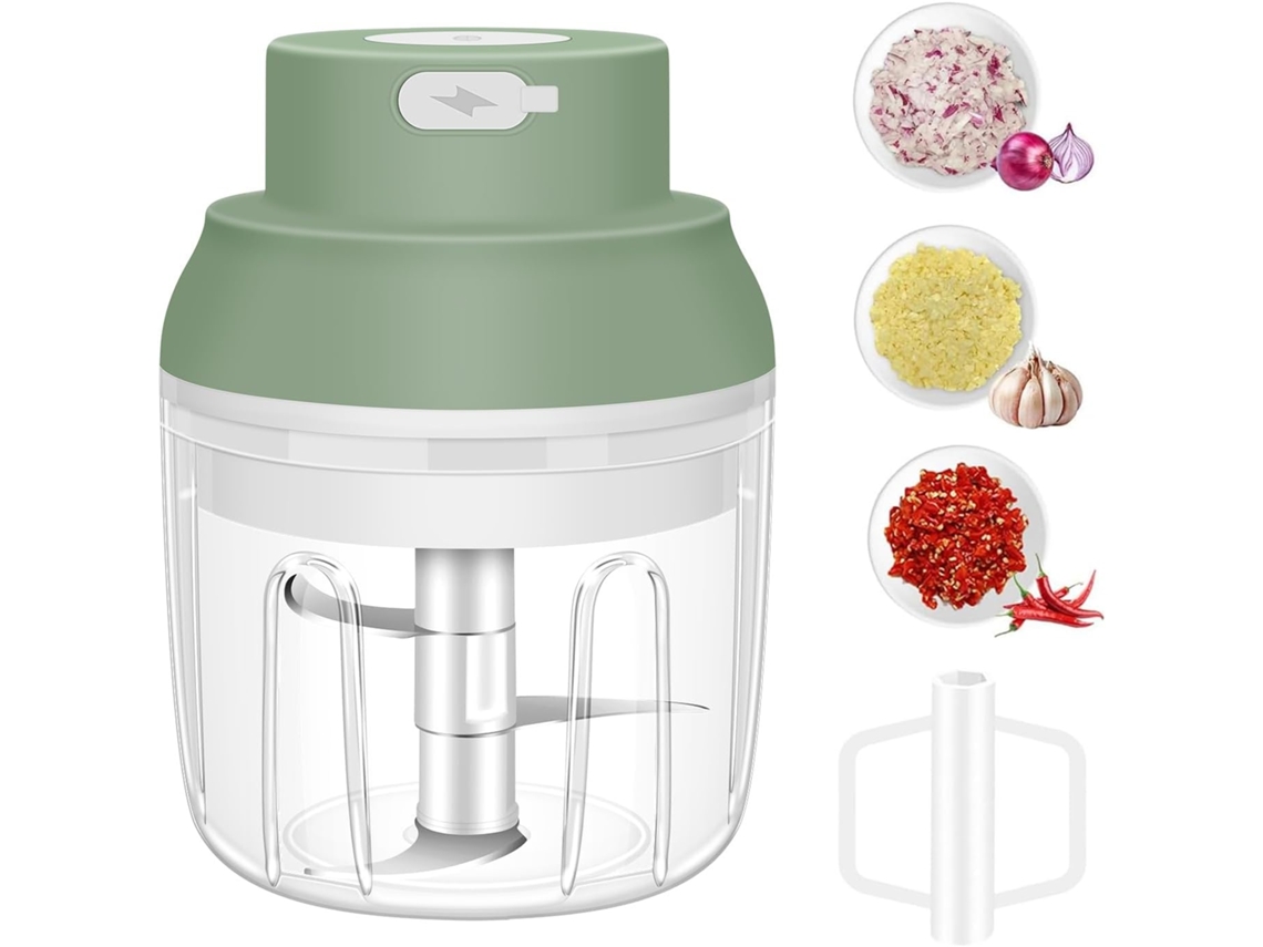 Picadora De Ajo Eléctrica, Picadora De Ajo De 250 Ml Con Batidor De Huevos, Mini Picadora De Verduras Portátil (verde)