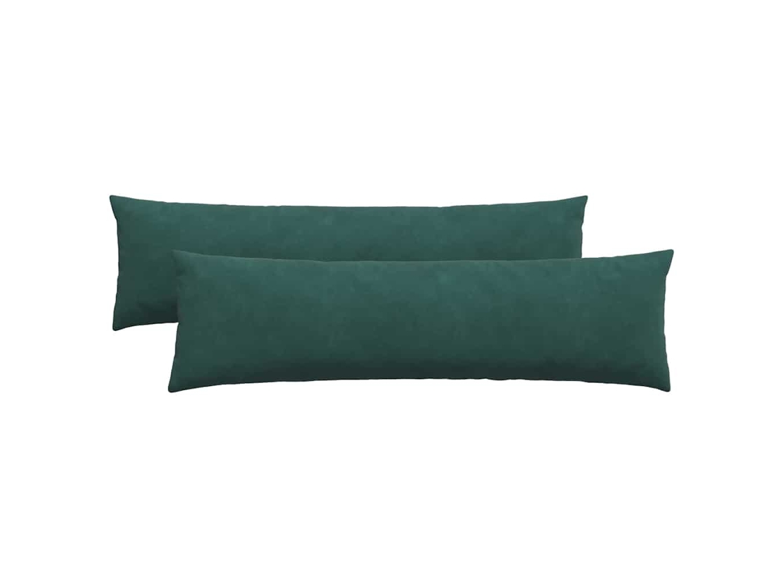 HARLANV1 Juego de 2 cojines para sofá en tela o verde oscuro (145x40cm)