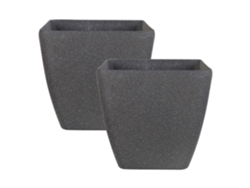 Conjunto de 2 macetas BELIANI Zeli de Mezcla de piedra, Poliresina Gris 34x34x34