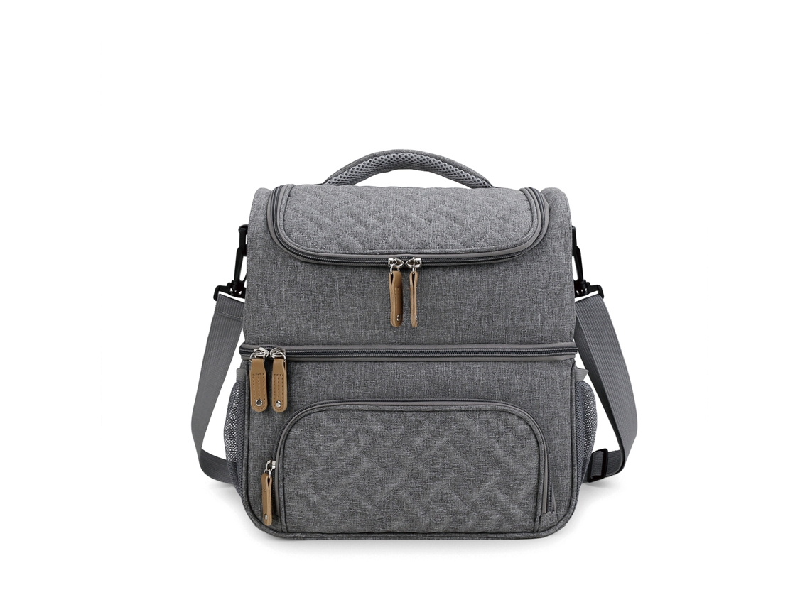 Bolsa de hombro impermeable y bordada para guardar comida y hielo. Yunzii gris.