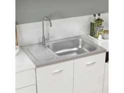 Fregadero escurridor plateado 800x500x155 mm acero inoxidable