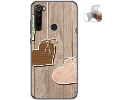 Carcasa Xiaomi Redmi Note 8T TUMUNDOSMARTPHONE Corazones Madera Multicolor