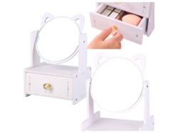 Mini tocador con espejo y cajón, orejas de madera blanca, B.active