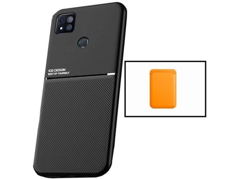 Kit Funda Magnetic Lux y Magnetic Wallet Naranja Xiaomi Redmi 9 Activ PHONECARE Negro