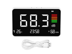 Medidor Digital De Decibelios De Escritorio De 30-130 Dba Con Detección De Temperatura Y Humedad, Pantalla Lcd Dm219n