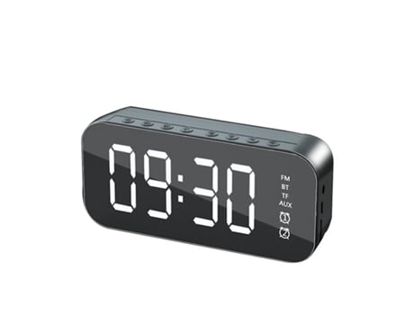 Reloj de alarma digital LED multifuncional y altavoz Bluetooth (Negro)
