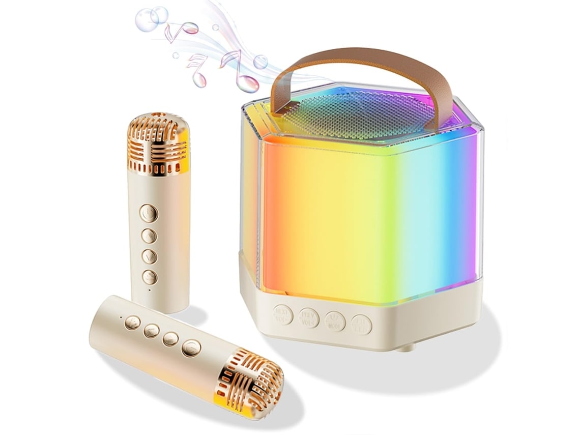 Mini máquina de karaoke para niños y adultos, altavoz Bluetooth portátil con 2 micrófonos inalámbricos, juego de altavoces de karaoke Chennnls