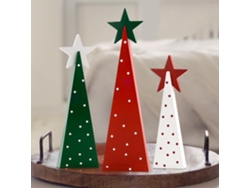 Tres placas de madera con forma de árbol de Navidad y estrellas, decoración de mesa para el hogar, la chimenea o la oficina.
