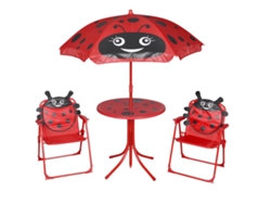 Conjunto de bistró de jardín infantil con sombrilla roja, DKD Home Decor