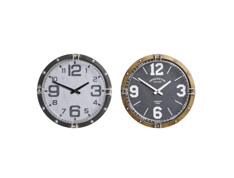Reloj de Pared DKD HOME DECOR Cristal Negro (2 Unidades - 40,5x10x40,5cm)
