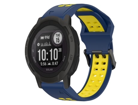 Correa Smartwatch para Garmin Instinct 2S 20mm Silicona con Hebilla Inversa Bicolor (Azul + Amarillo)
