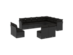 Maison Exclusive - Set De Sofás De Jardín 12 Piezas Cojines Ratán Sintético Negro