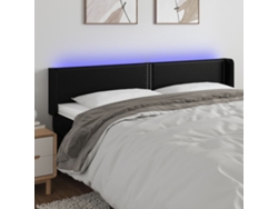 Cabecero Con Led Cuero Sintético Negro 183x16x78/88 Cm