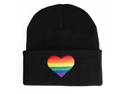 Gorro Punto Beanie Con Corazón Arcoíris Bordado, Gorro Unisex De Estilo Hip Hop.