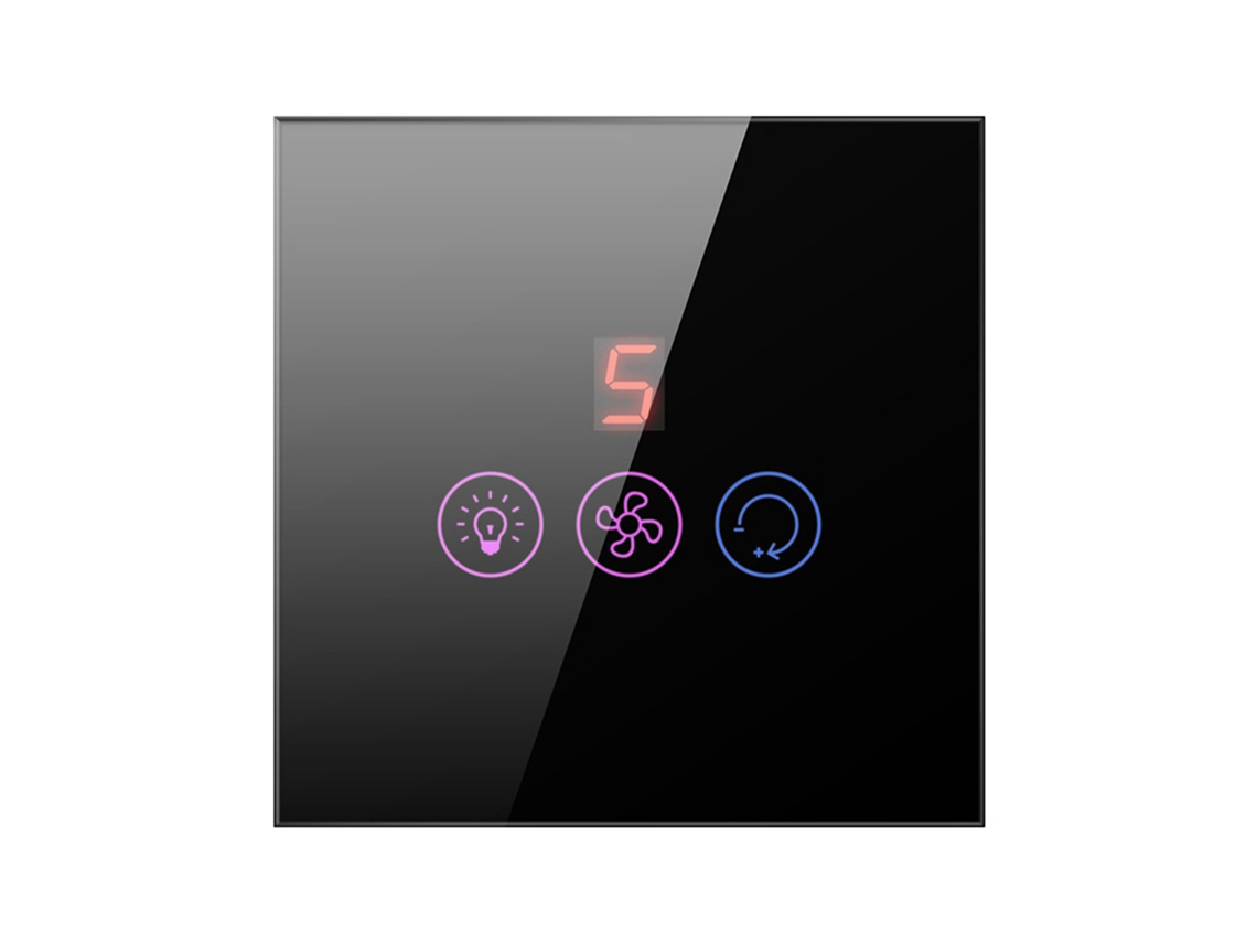 2026-interruptor Inteligente De Ventilador Y Luz Con Pantalla Táctil, Control Por Voz Y Móvil, Ajuste De Velocidad, Compatible Con Tuya Y Home