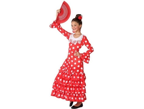 Disfraz de Niña ATOSA flamenco rojo con bolitas grandes (Tam: 5-6 años)