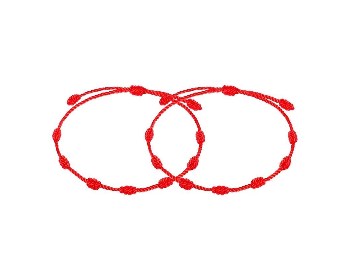 Pulsera Hecha A Mano De Hilo Rojo, Amuleto De Protección De La Cábala, Nudo De La Suerte, 2 Unidades.