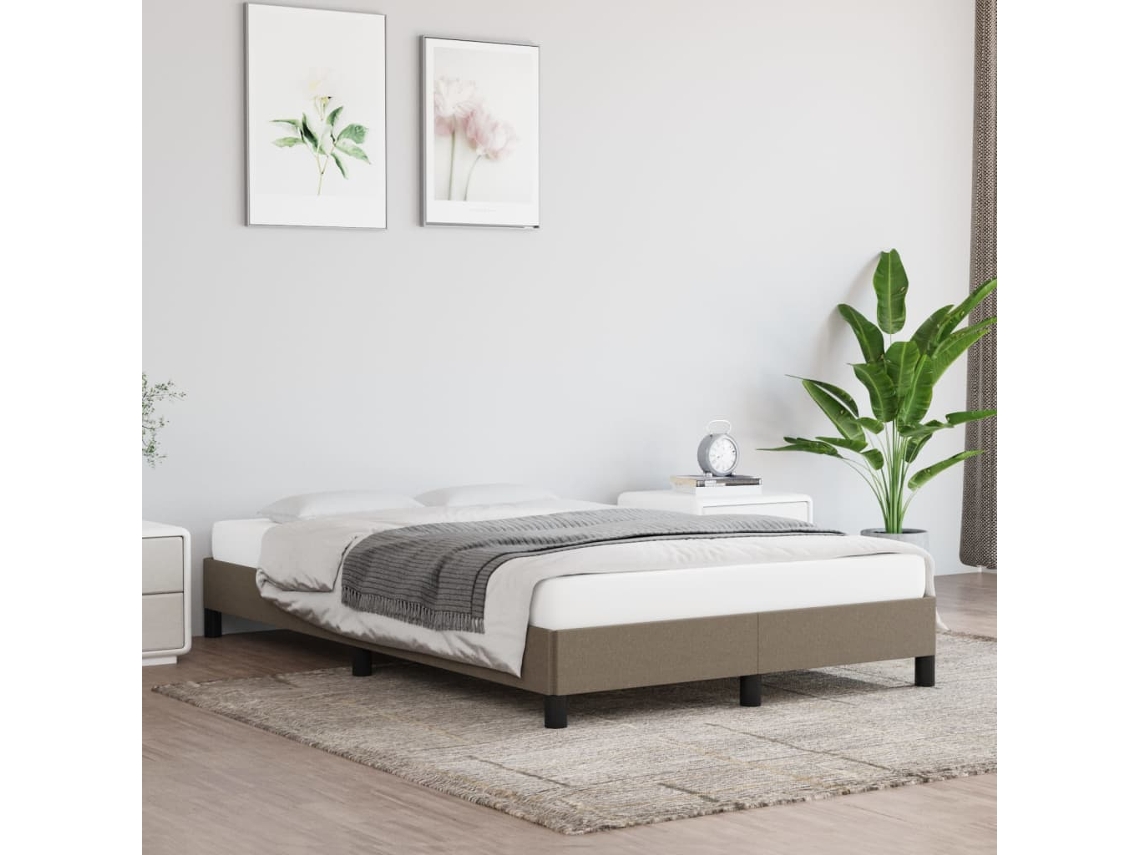 Estructura De Cama Sin Colchón Tela Gris Taupe 120x190 Cm