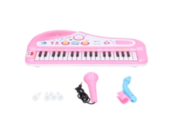 2026 Juguete Musical Infantil Con Micrófono 37 Teclas Eléctrico Batería Rosa Juguete Educativo Musical