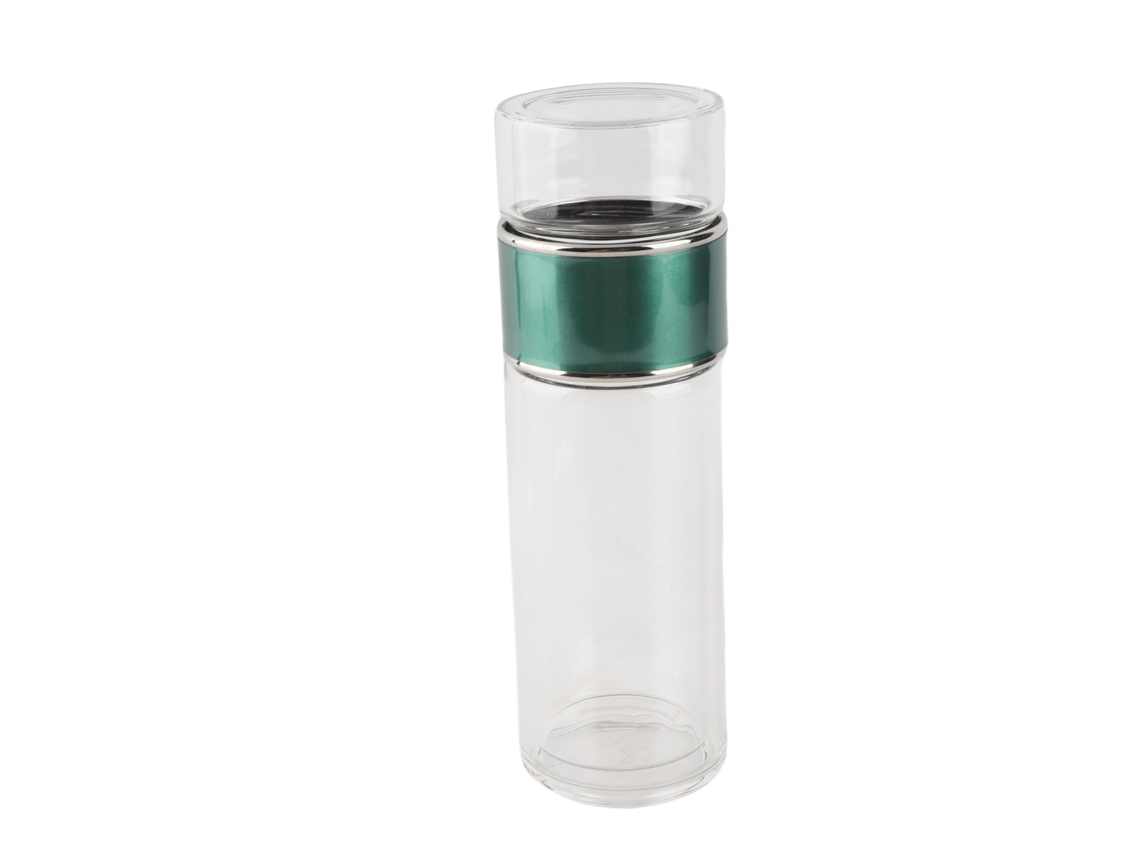 Jarra De Té Con Infusor, 420 Ml, Acero Inoxidable De Doble Capa Y Vidrio Antigoteo, Ideal Para La Oficina, Los Viajes Y El Hogar.