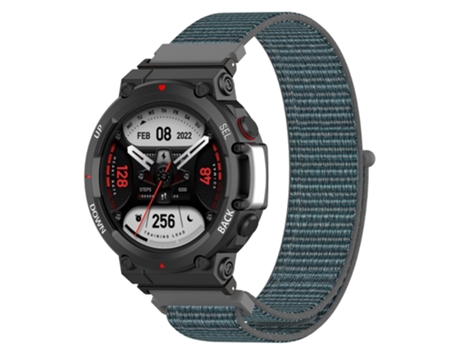 Correa de nailon cierre de bucle transpirable tamaño estándar para Huami Amazfit T-Rex 2 - gris cian