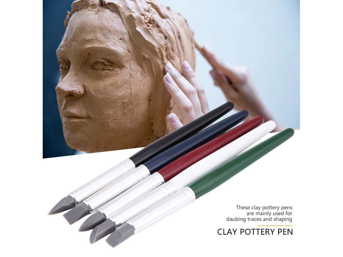 5pcs/set Caneta de Modelagem de Barro de Silicone Macia Ferramenta Diy Cerâmica (médio)