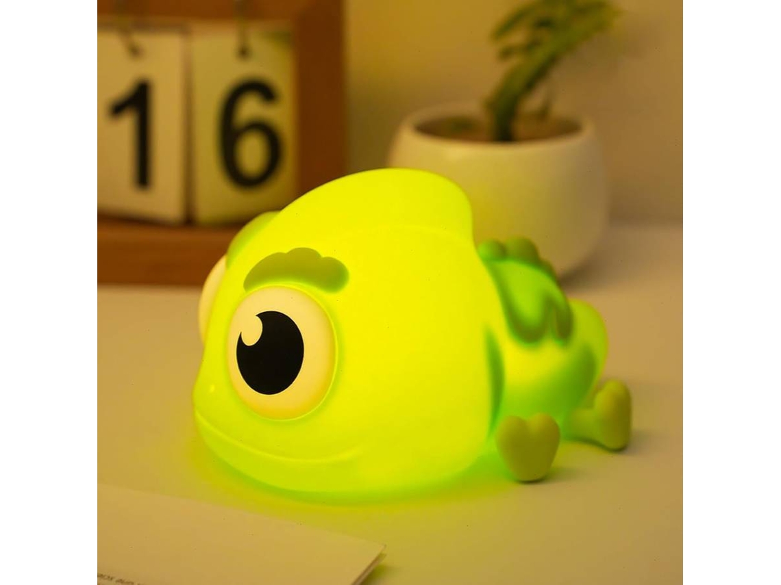 Lámpara de noche de camaleón de cabeza grande para niños, linda luz LED verde de lagarto para regalo de bebé (verde)