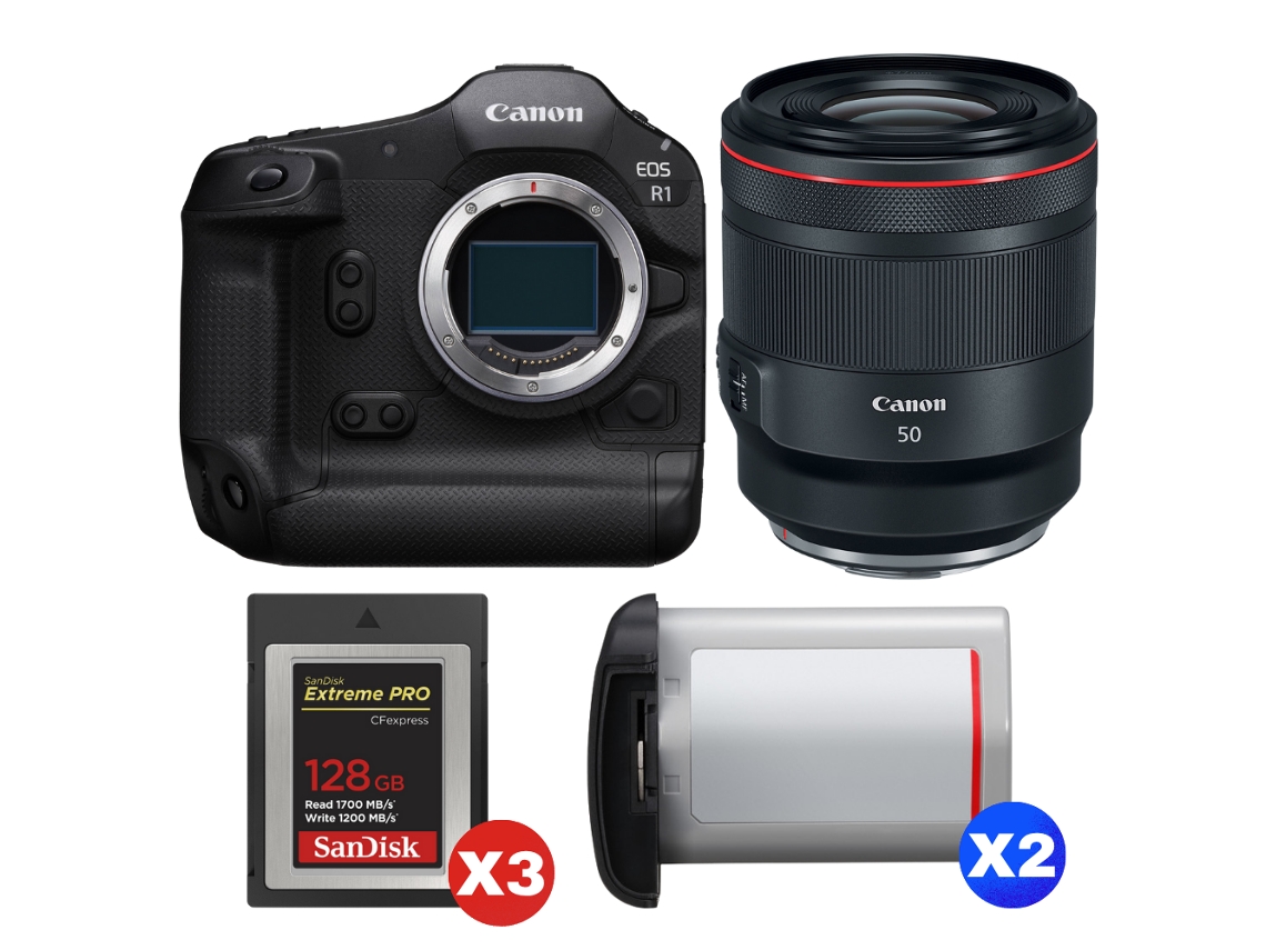 Canon Eos R1 + Rf 50mm F/1.2 L Usm + 3 Sandisk 128gb Extreme Pro Cfexpress Type B + 2 Canon Lp-e19 + Ebook “20 Consejos Para Fotos Que Impactan”