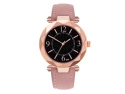 Reloj De Moda Para Mujer Con Correa De Cuero Sintético, Movimiento De Cuarzo, Regalo Para Mujer (rosa)