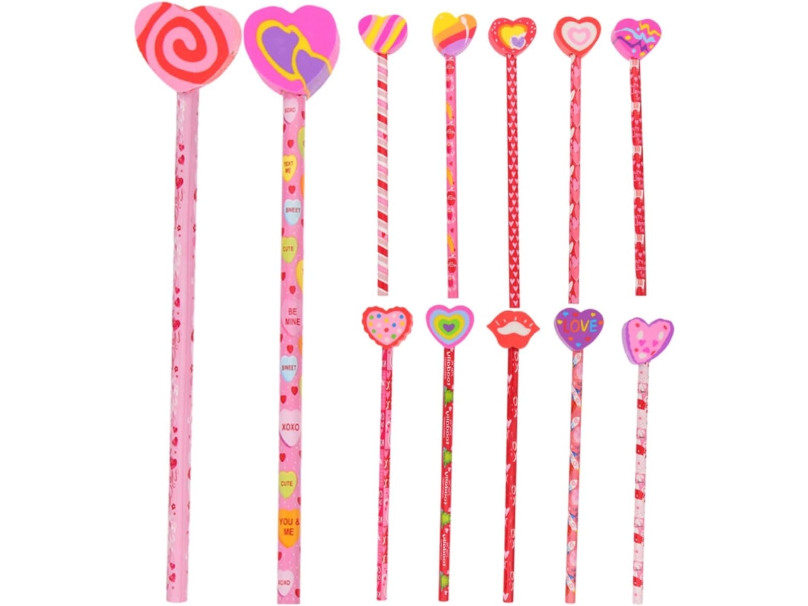 Juego De 24 Lápices De Madera Hb Con Forma De Corazón
