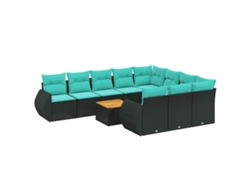 Maison Exclusive - Conjunto De Sofá De Jardín De 11 Piezas Con Cojines, De Poliratán Negro