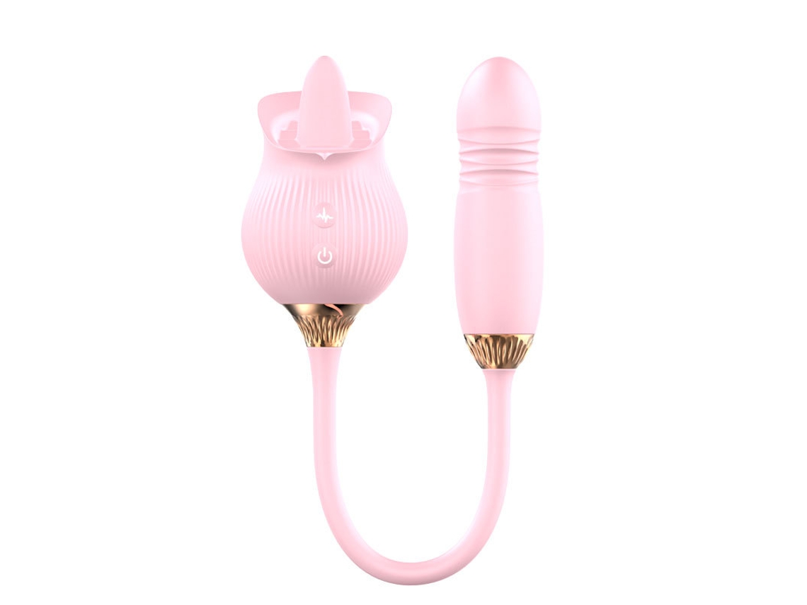 Rose Jumper Vibrador Retráctil com Bastão Chupador de Língua