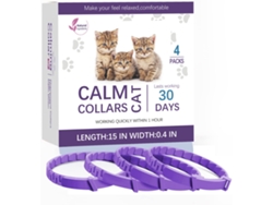 Inovarea Collar Calmante Para Gatos (4 Unidades), Anti-ansiedad Y Estrés, Efecto En 1 Hora, 30 Días, Ajustable Para Todas Las Razas