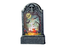 Ats-lámpara Decoratsiva De Tumbas Halloween Con Patsrones Especiales Luz Led Para Fiesta Bar Hogar Fantasma Blanco