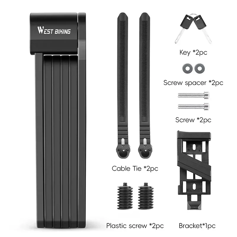 Candado Plegable Para Bicicleta (87 Cm, Negro), Portátil, Seguro Y Antirrobo, Apto Para Motocicletas Y Bicicletas Eléctricas.