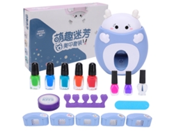 Kit De Maquillaje De Uñas Para Niñas Juguete De Manicura Con Sellador De Uñas Set De Esmaltes De Uñas Infantiles Azul